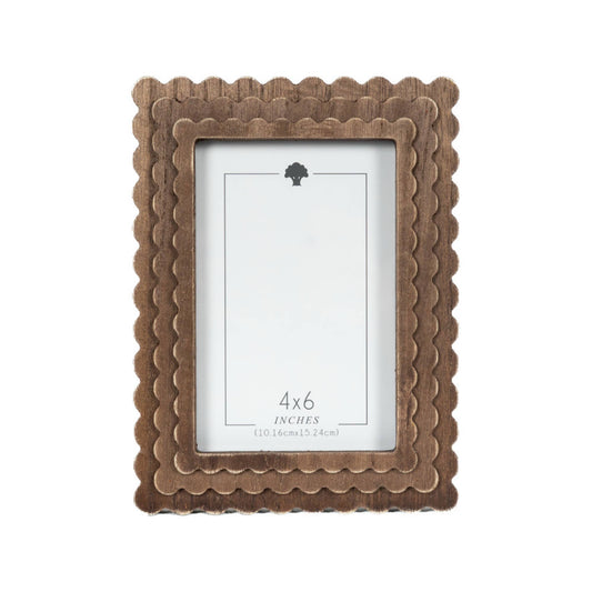 Wood scallop photo frame for 4x6 pic, espresso - 17025