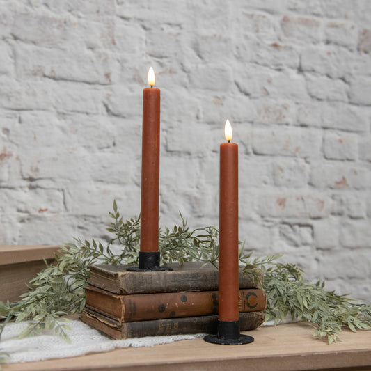 SET/ 2 - 9.5" 3D FLAME BRONZE TAPER CANDLE
