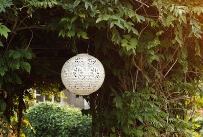 Stella Boho 12" Globe Solar Lantern - Pearl