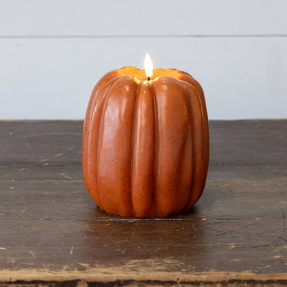 6.5" ORANGE 3D FLAME PUMPKIN CANDLE