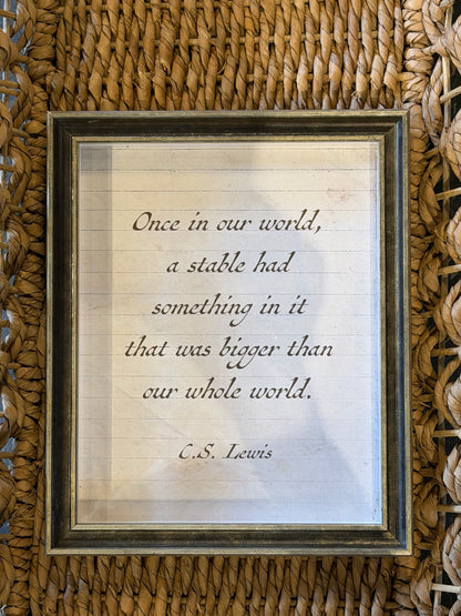 8” X 10” C.S. Lewis Stable Quote On Lined Paper