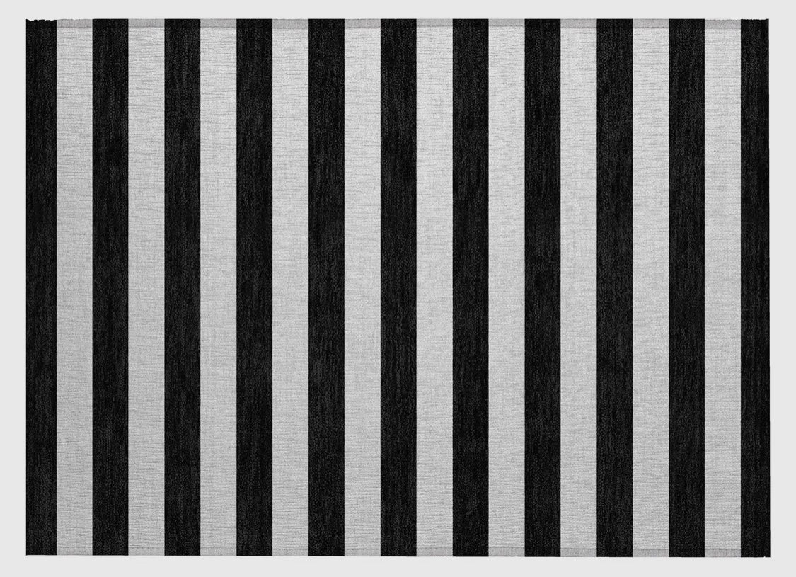 2” x 3” black/White Striped Area Rug