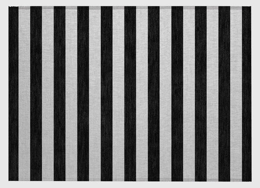 2” x 3” black/White Striped Area Rug