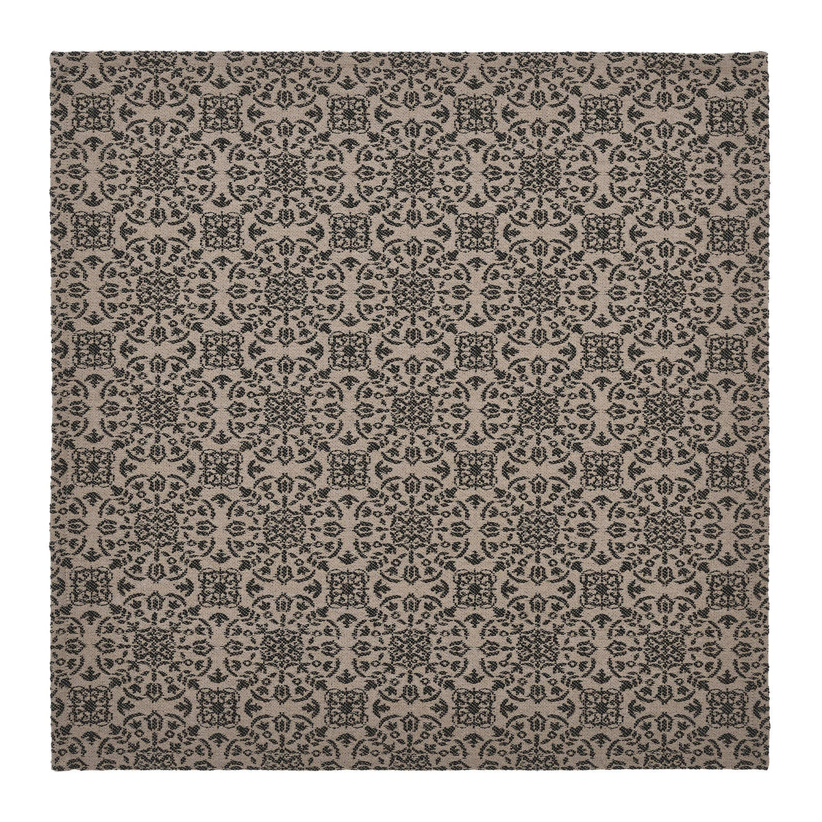 Custom House Black Tan Jacquard Table Topper 20x20