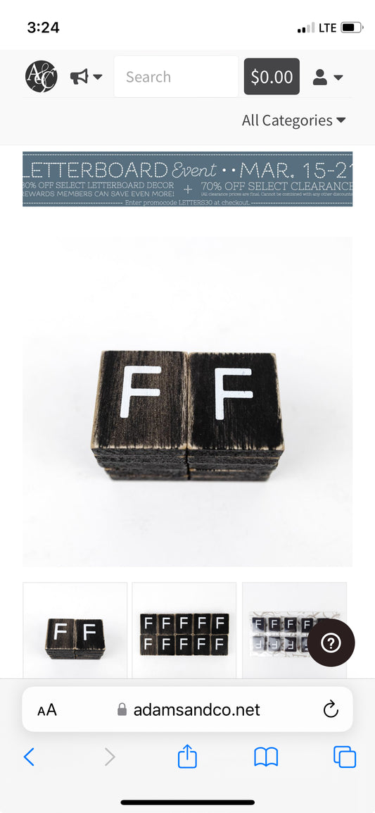 Letter Board Blk Tile F