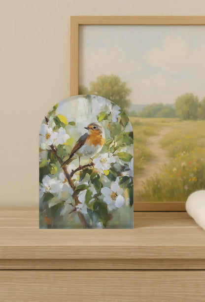 6”x4” Blossom Finch Wood Arch Sign