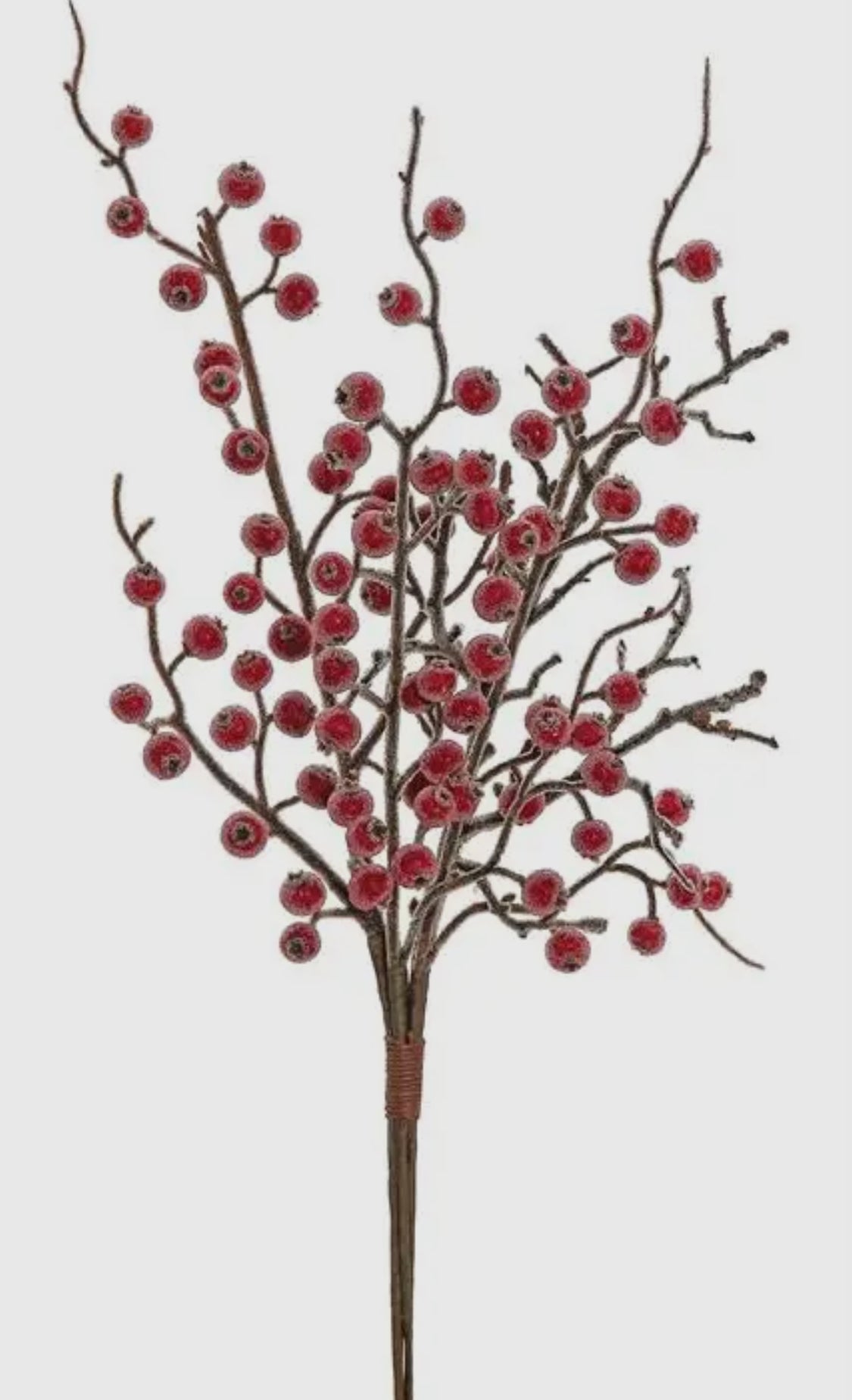 Beaded Red Berry & Twig Spray x4