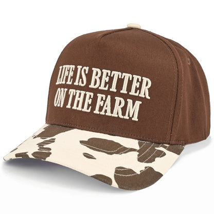 C.C LIFE IS BETTER ON THE FARM Letter Two Tone Trucker Hat