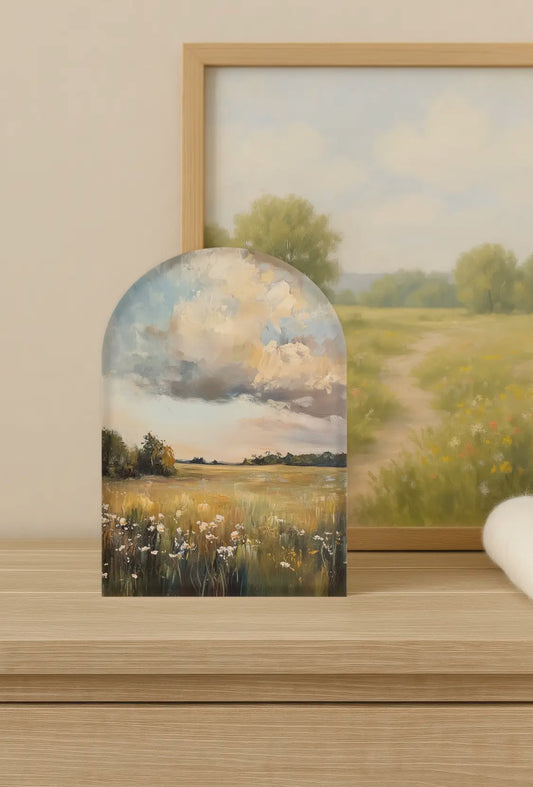 10”x7” Golden Meadow Wood Arch Sign