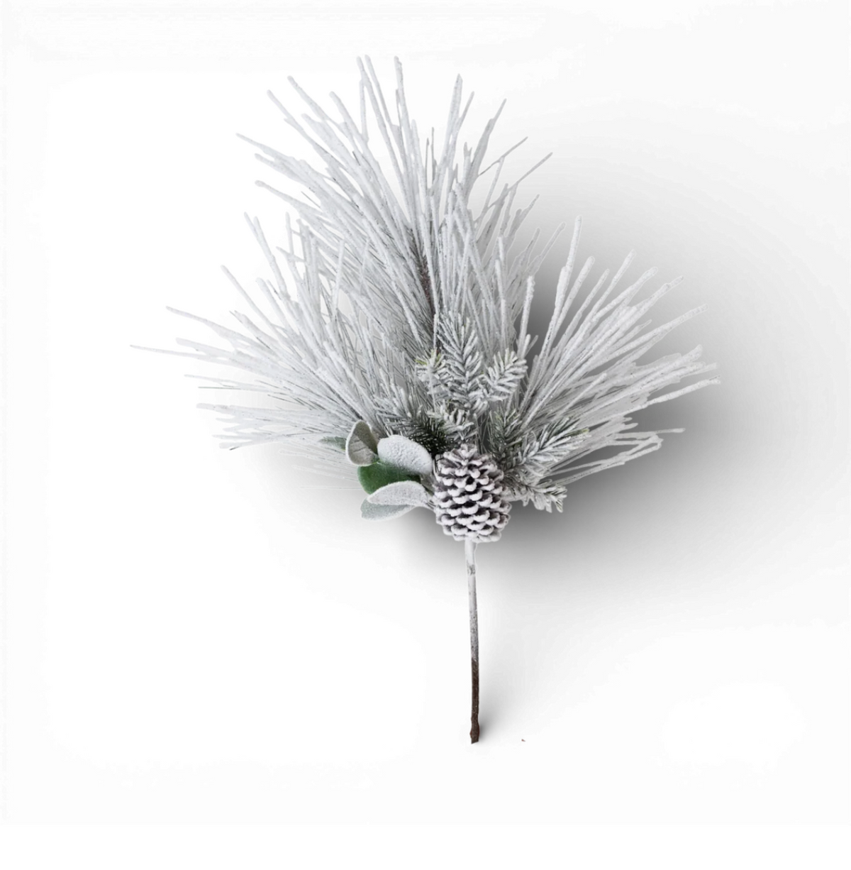 27” Flocked Long Pine w/Cones Spray