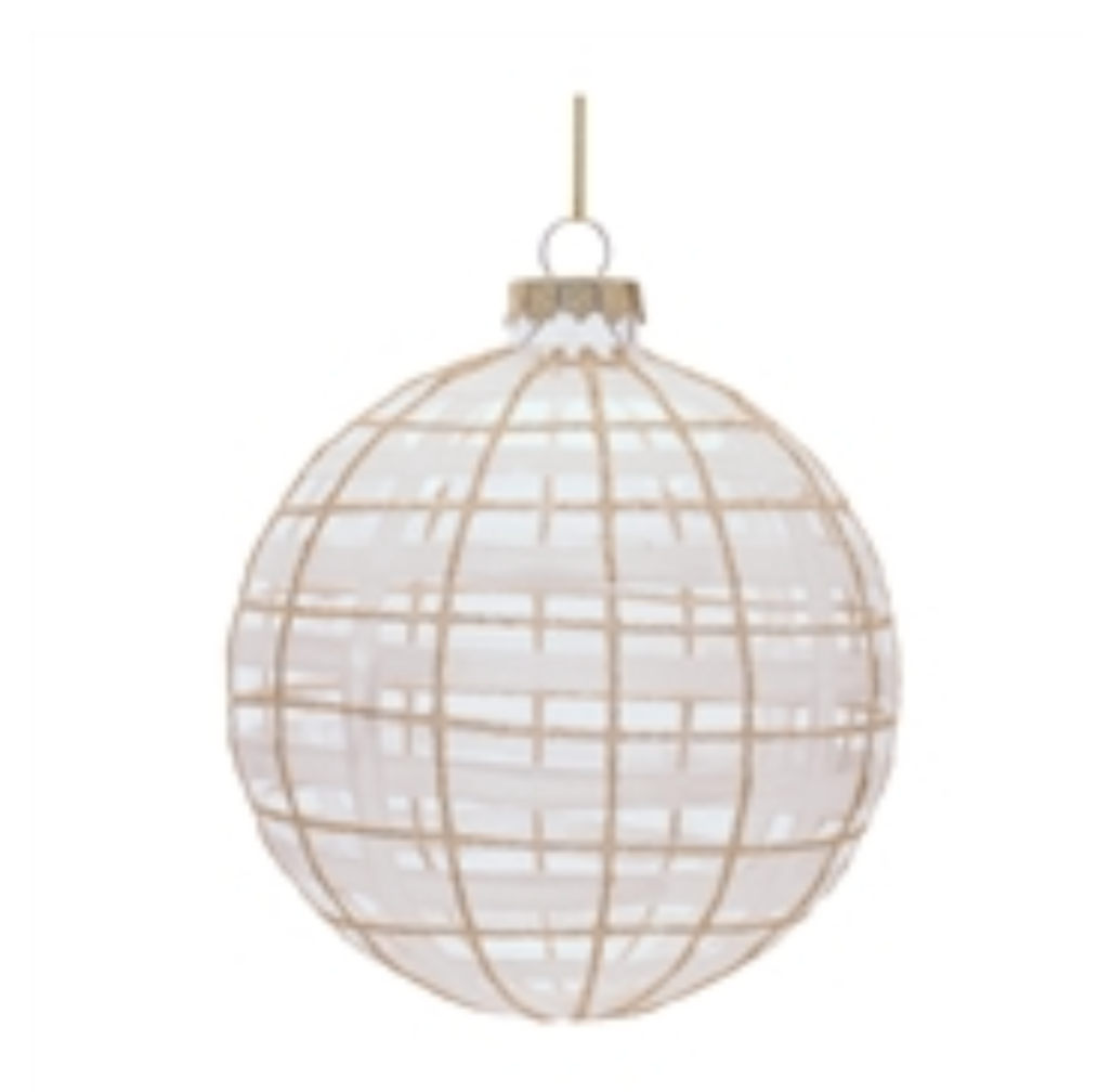 4”D Gold/White/Clear Glass Ornament