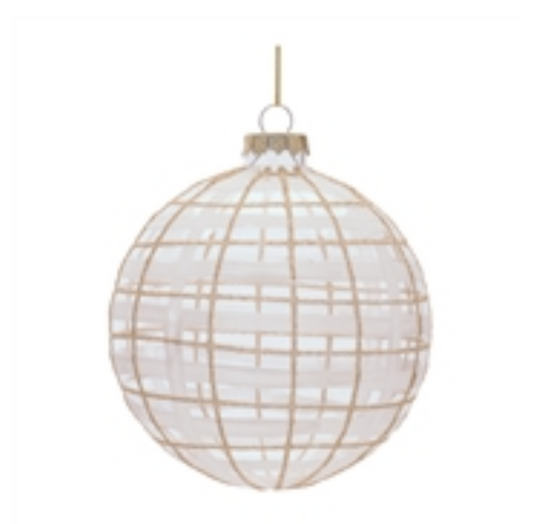 4”D Gold/White/Clear Glass Ornament