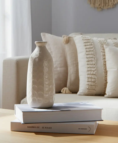 12” Ceramic Circles Textured Modern Vase