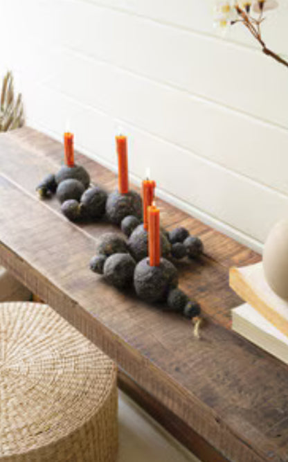 Black Tabletop Clay Beads Taper Holder