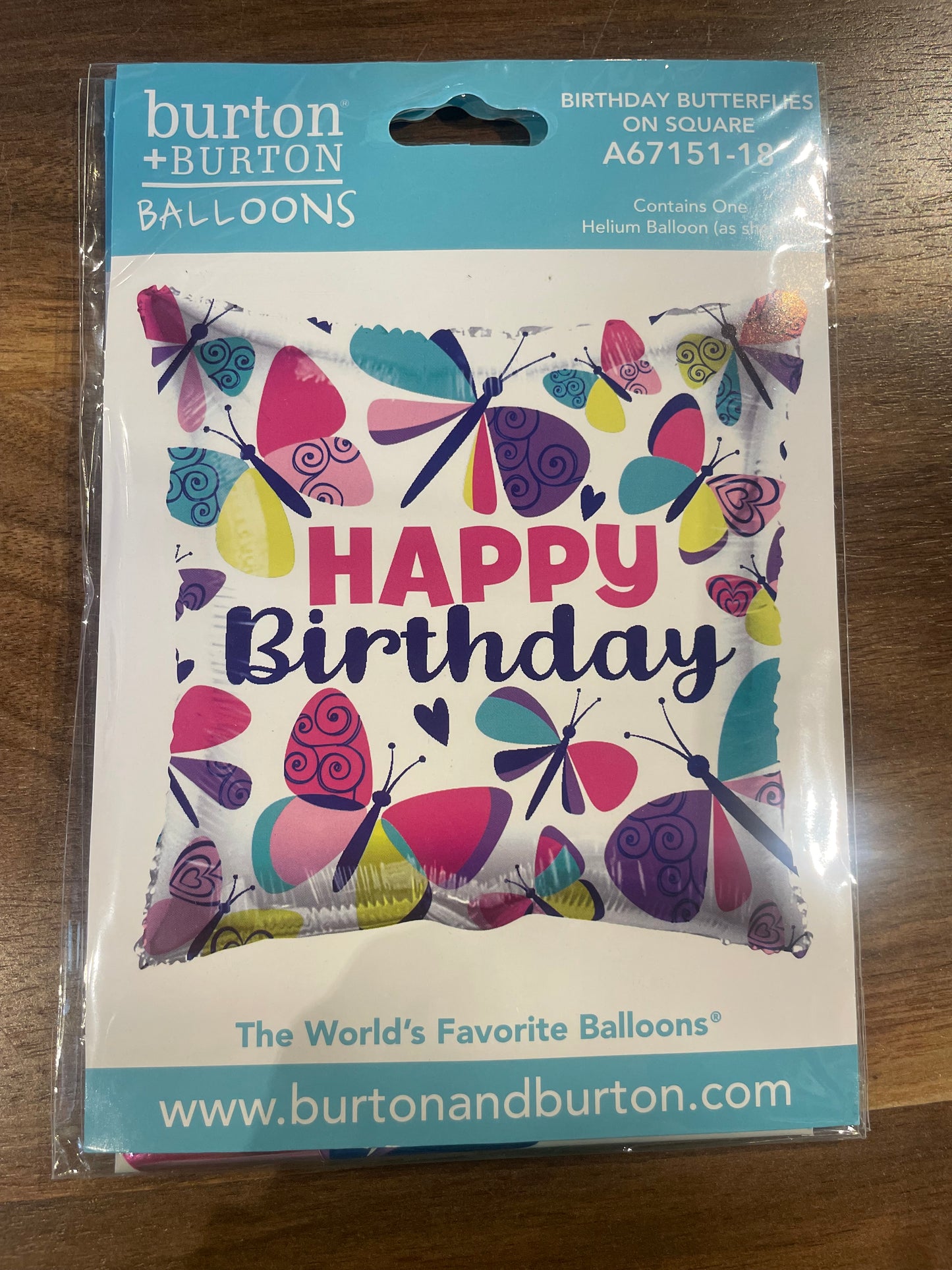 18” Square Happy Birthday Mylar Balloon