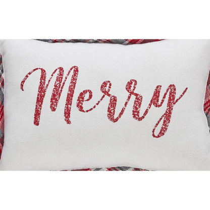 Gregor Plaid Christmas Merry Throw Pillow 9.5x14