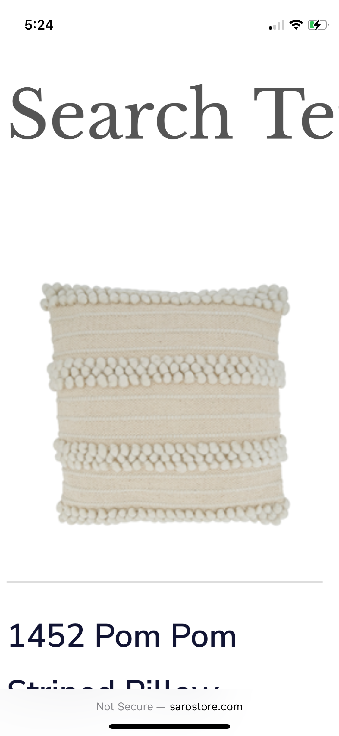 Striped Throw Pillow w/Pompom Design