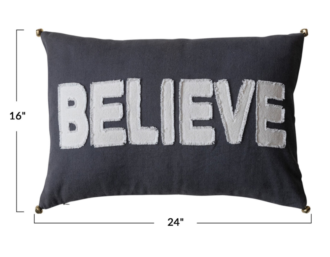 Cotton Lumbar Pillow “Believe”