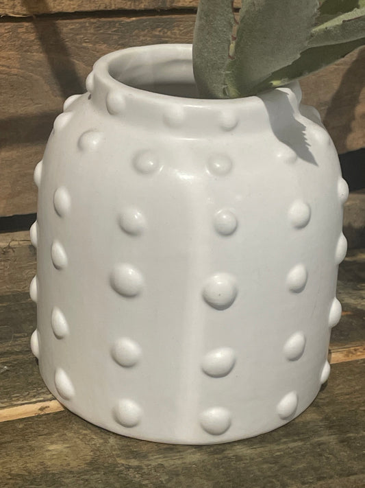 Dot Textured White Vase