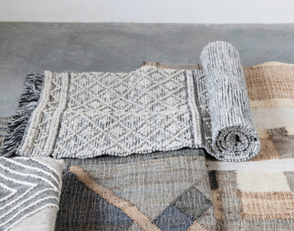 Cotton blend Dhurrie Floor Runner w/Pattern & Frindge
