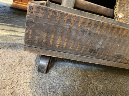 Distressed Wood Tray w/Wheels