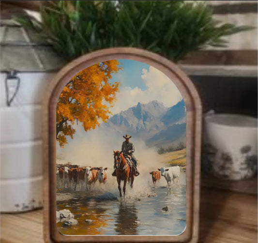 8” Arch Cowboy Creek Framed Art
