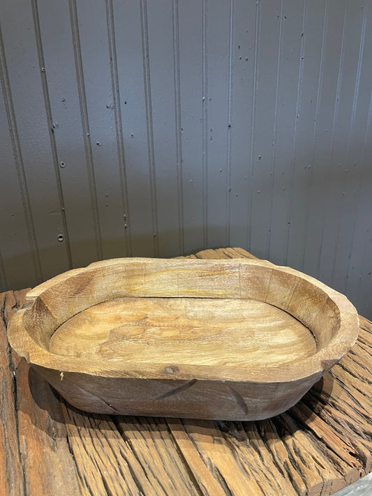 12.75” Wooden Oblong Dough Bowl