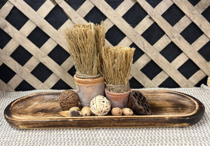 Dark Wood Oval Tray 24x8x1in