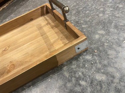 Wood Tray w/Metal Handles