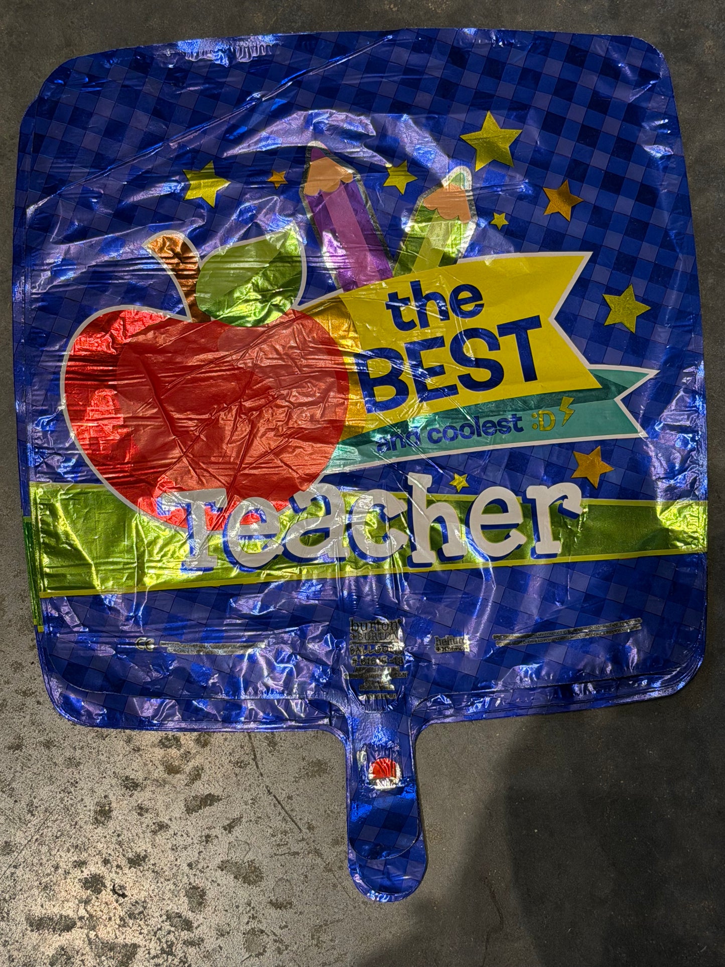 18” Square “The Best Teacher” Mylar Balloon
