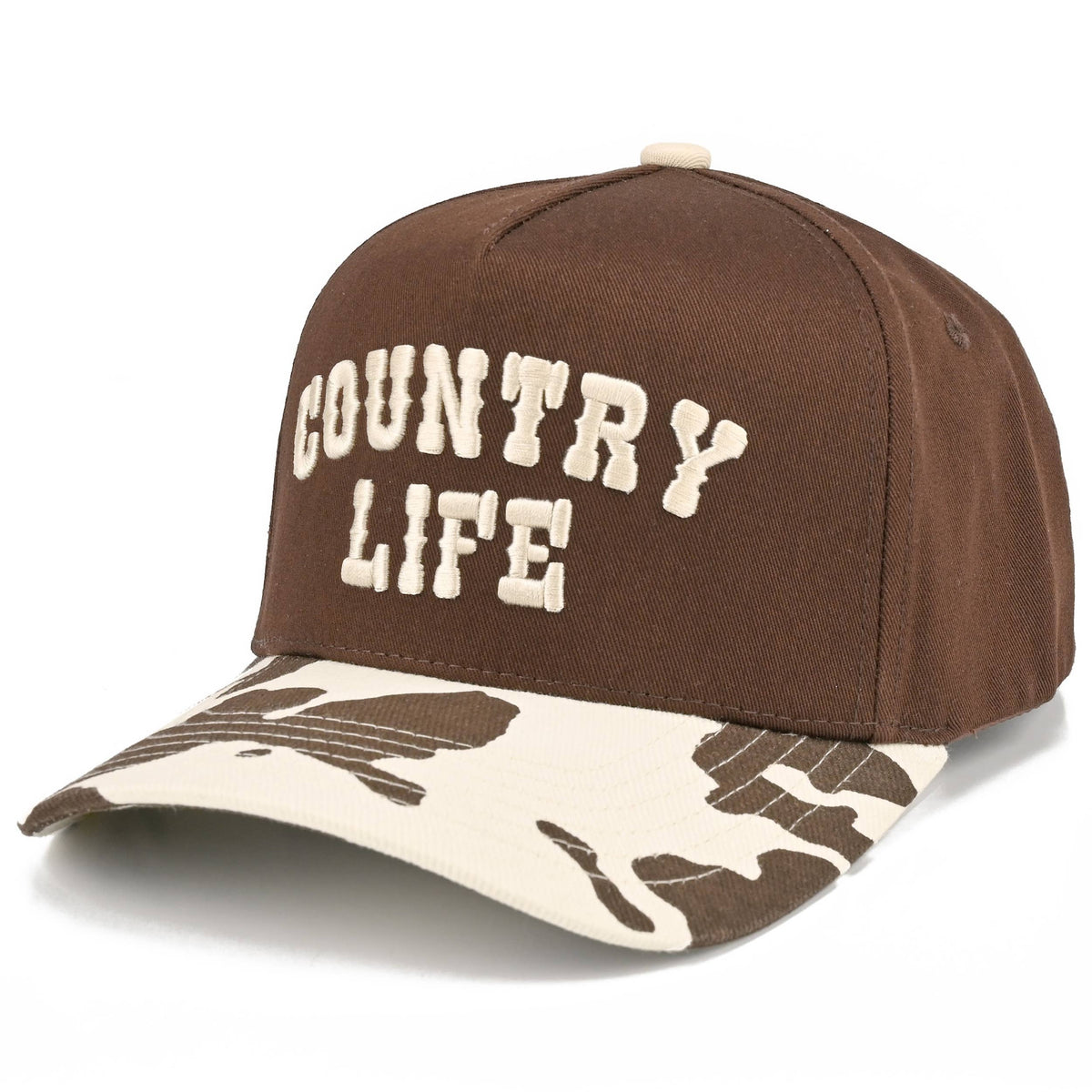 C.C COUNTRY LIFE Two Tone Cow Pattern Bill Trucker Hat