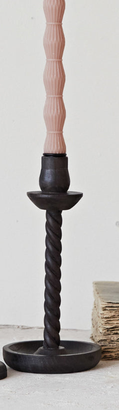 Carved Wood Taper Holder-2