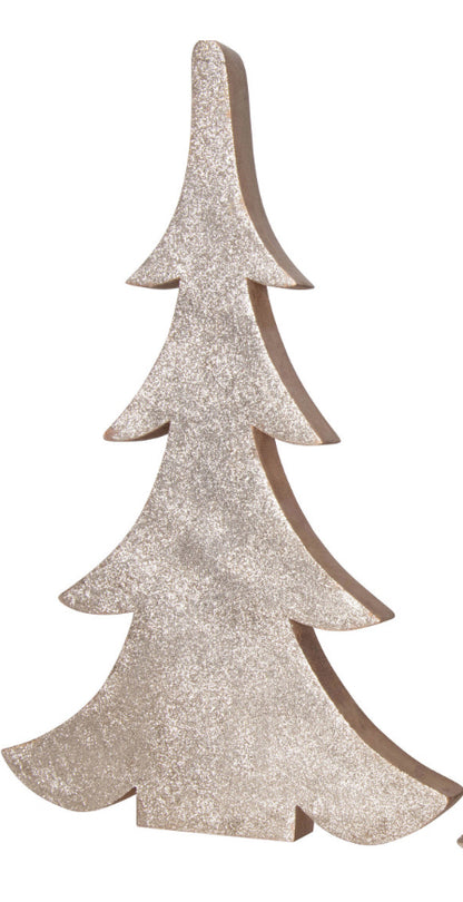 Wood Trees w/Gold Glitter-Lg