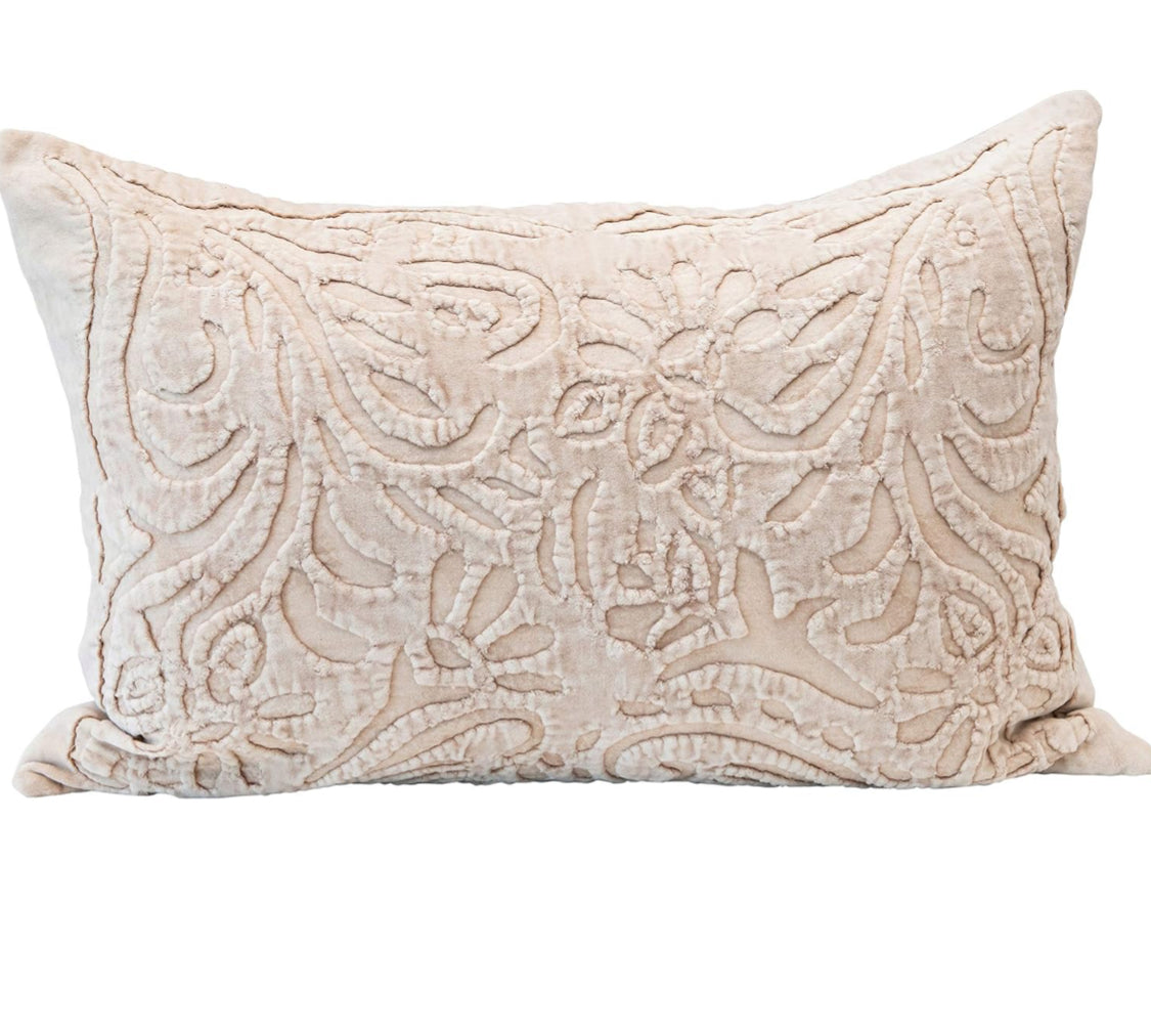 Cotton Lumbar Beige Pillow