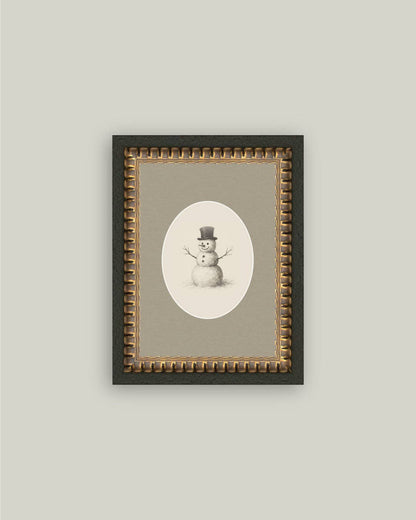 Oval Snowman Framed Antique Art
