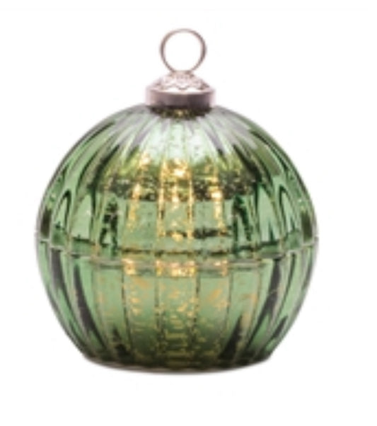4.25”H Green LED Ornament Candle
