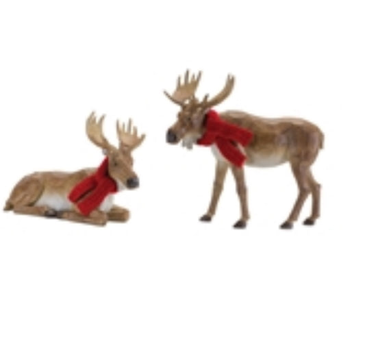 Resin Moose w/knit Scarf, 2 Asst.