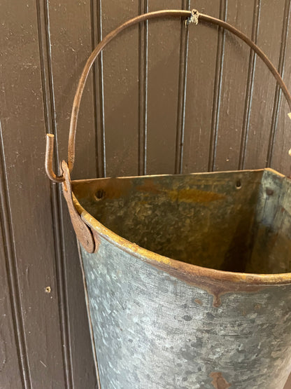 Rustic Galvanized Wall Bucket