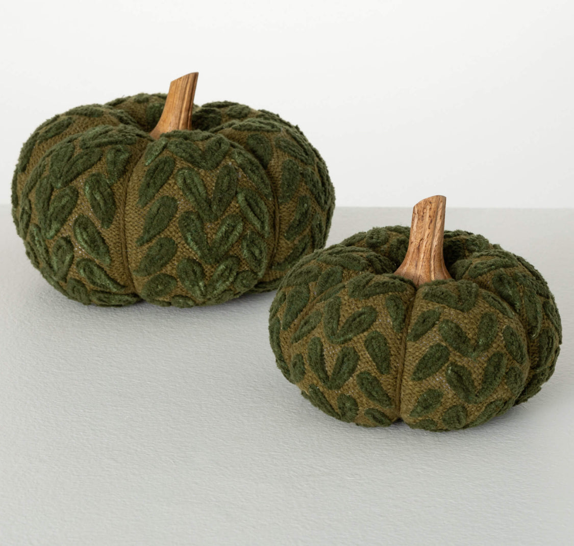 Green Textured Plush Pumpkin-Lg