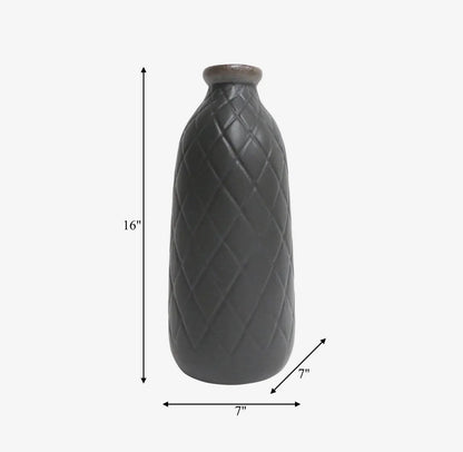 16” Ceramic Textured Diamond Vase