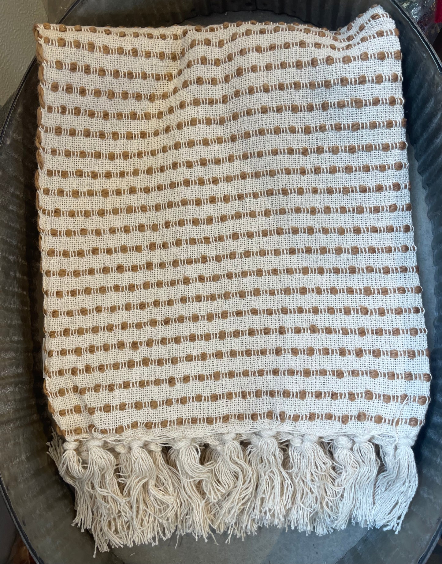 Natural Stripe Woven Throw