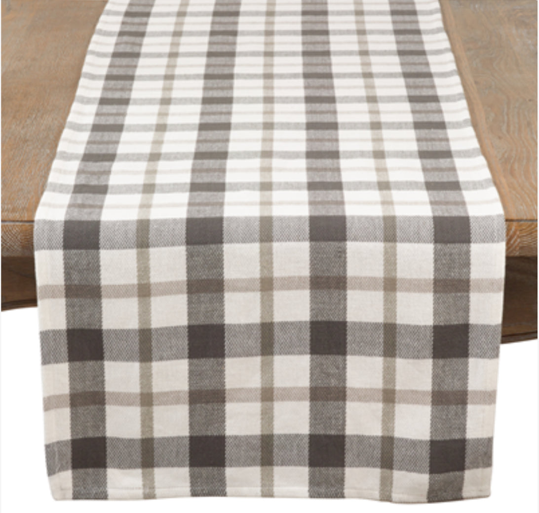 Grey Plaid Table Runner