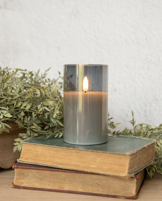 5” Charcoal Glass 3D Flame Candle