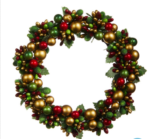 6.5” Beaded Berry Mini Wreath-Candle Ring