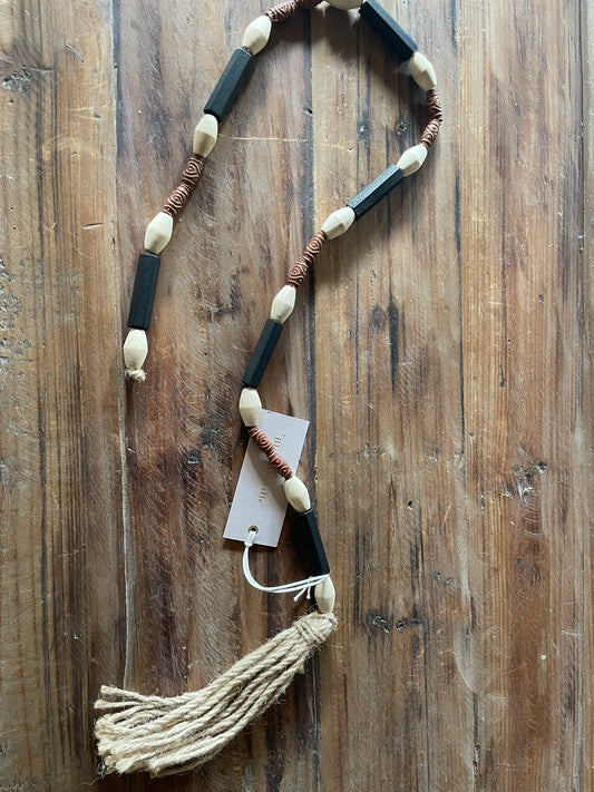 Paulownia Wood Bead Garland w/ Tassel