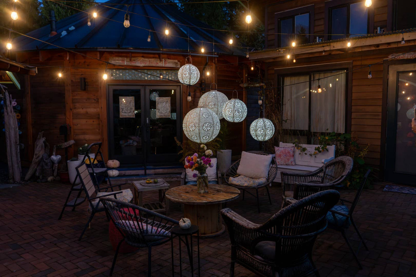 *NEW* Stella Luxe 18" Globe Boho Battery Lantern - Pearl