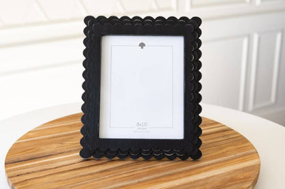 Wood scallop photo frame for 8x10 pic, black  - 17059