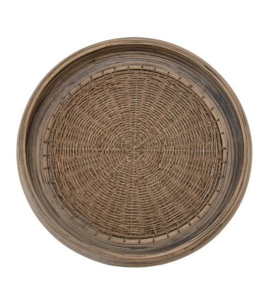 Handmade Bamboo & Seagrass Tray w/Handles