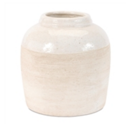 7.75”H Cream Stoneware Vase
