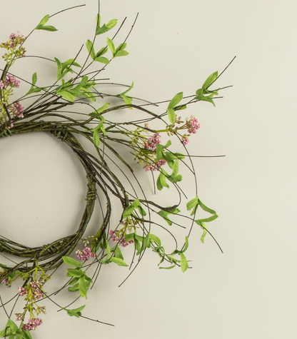 14” Pink Boxwood & Wildflower Vine Candle Ring